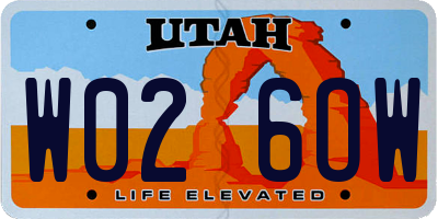 UT license plate W026OW