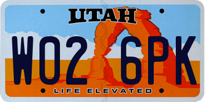 UT license plate W026PK