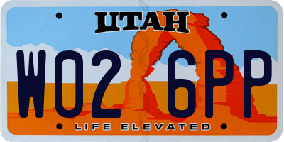 UT license plate W026PP