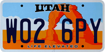 UT license plate W026PY