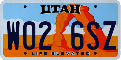 UT license plate W026SZ