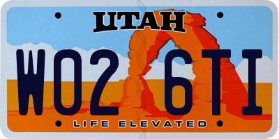 UT license plate W026TI