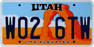 UT license plate W026TW