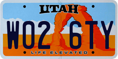 UT license plate W026TY