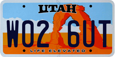 UT license plate W026UT
