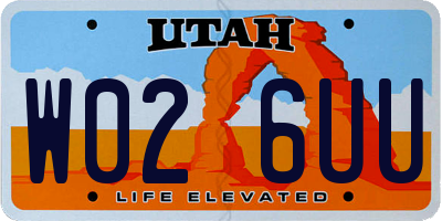 UT license plate W026UU