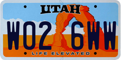 UT license plate W026WW