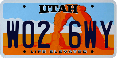 UT license plate W026WY