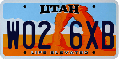 UT license plate W026XB