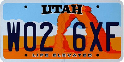 UT license plate W026XF
