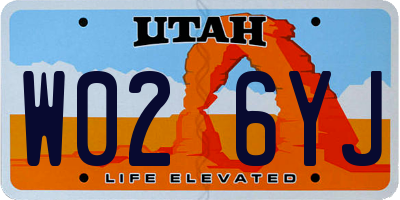 UT license plate W026YJ