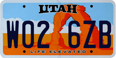 UT license plate W026ZB