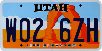 UT license plate W026ZH