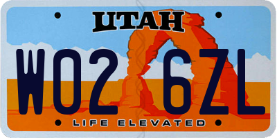 UT license plate W026ZL