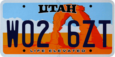 UT license plate W026ZT