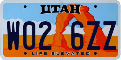 UT license plate W026ZZ