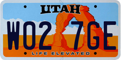 UT license plate W027GE