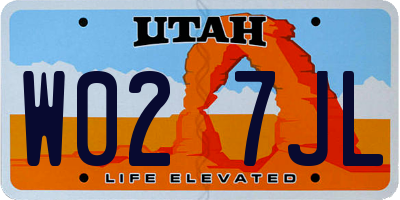 UT license plate W027JL