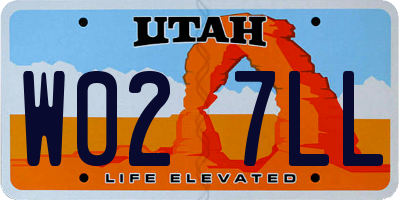 UT license plate W027LL