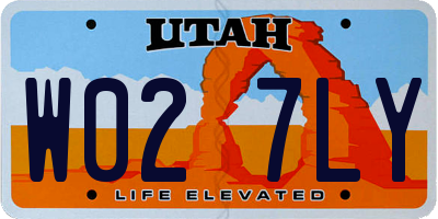 UT license plate W027LY
