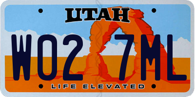 UT license plate W027ML