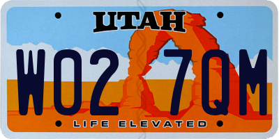 UT license plate W027QM