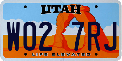 UT license plate W027RJ