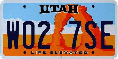 UT license plate W027SE