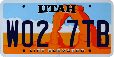 UT license plate W027TB