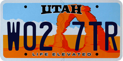 UT license plate W027TR