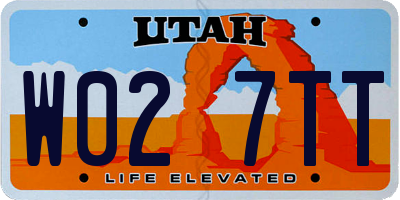 UT license plate W027TT