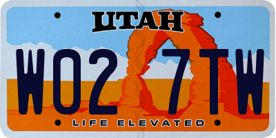 UT license plate W027TW