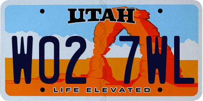 UT license plate W027WL