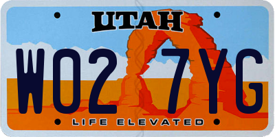 UT license plate W027YG
