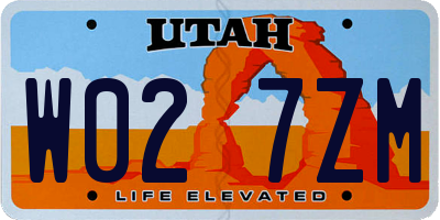 UT license plate W027ZM