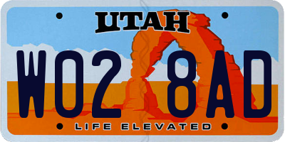 UT license plate W028AD
