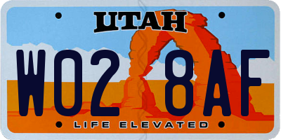 UT license plate W028AF
