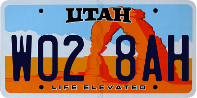 UT license plate W028AH