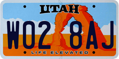 UT license plate W028AJ