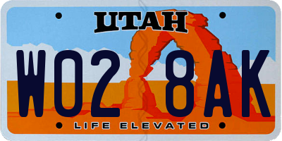 UT license plate W028AK