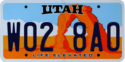 UT license plate W028AO