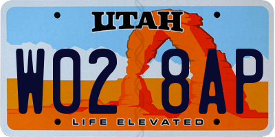 UT license plate W028AP