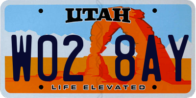 UT license plate W028AY