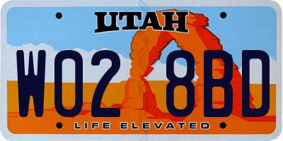 UT license plate W028BD