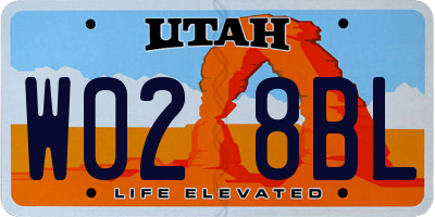UT license plate W028BL