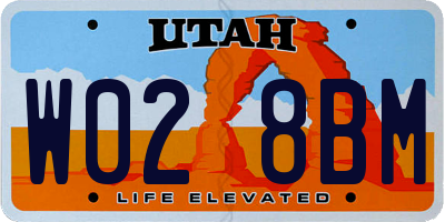 UT license plate W028BM