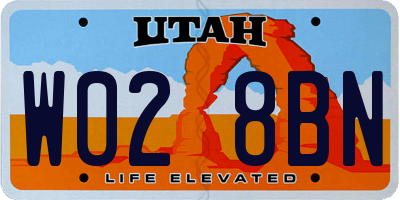 UT license plate W028BN