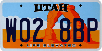 UT license plate W028BP