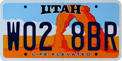 UT license plate W028BR