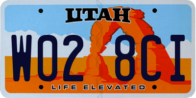UT license plate W028CI